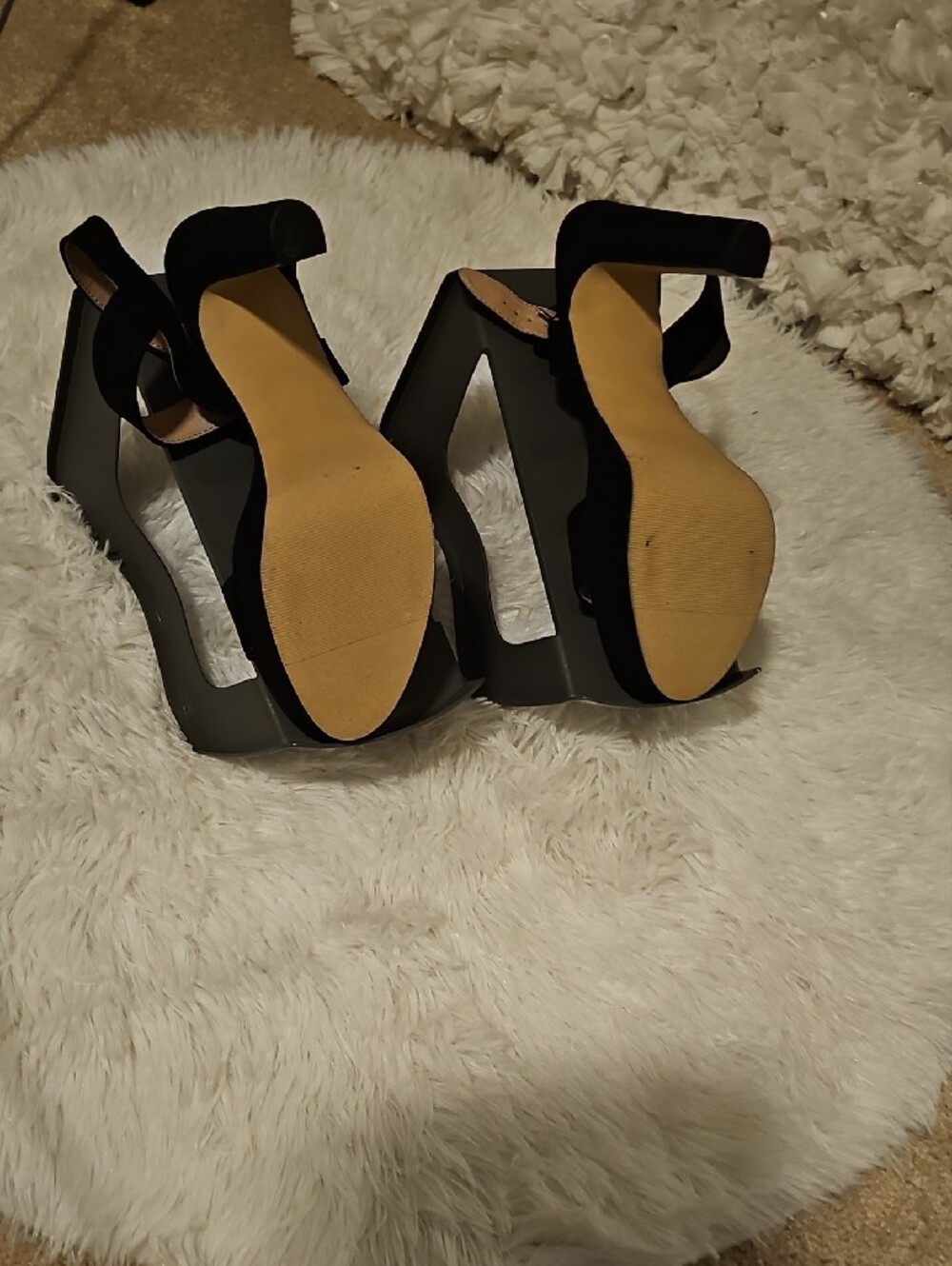 Madden Girl Black Suede Ankle Strap Heels - Picture 3 of 7